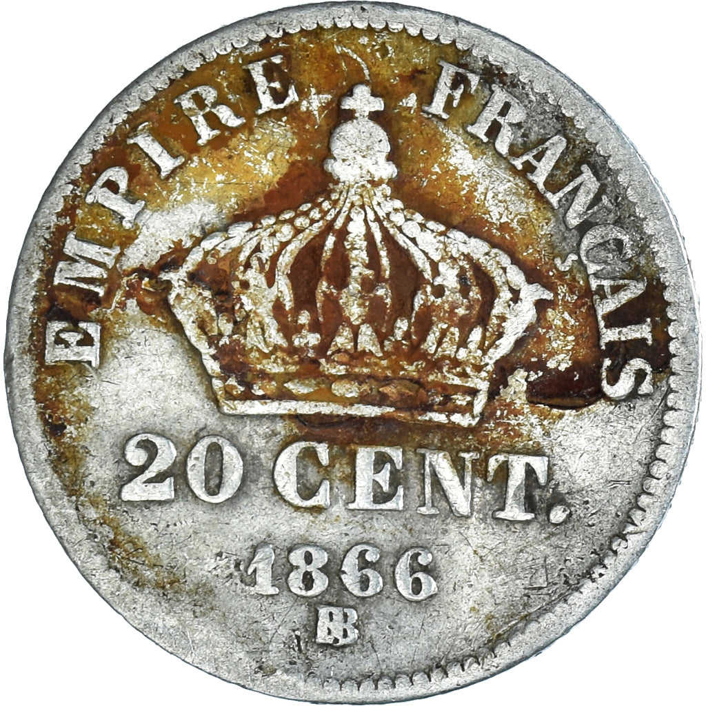 Coin, France, Napoleon III, Napoléon III, 20 Centimes, 1866, Strasbourg