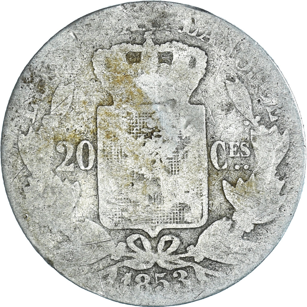 Coin, Belgium, Leopold I, 20 Centimes, 1853, VG(8-10), Silver, KM:19