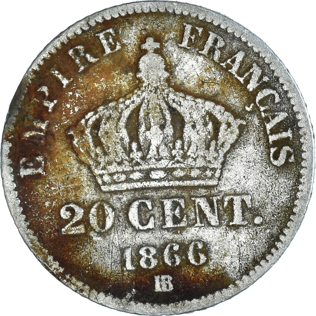 Coin, France, Napoleon III, Napoléon III, 20 Centimes, 1866, Strasbourg