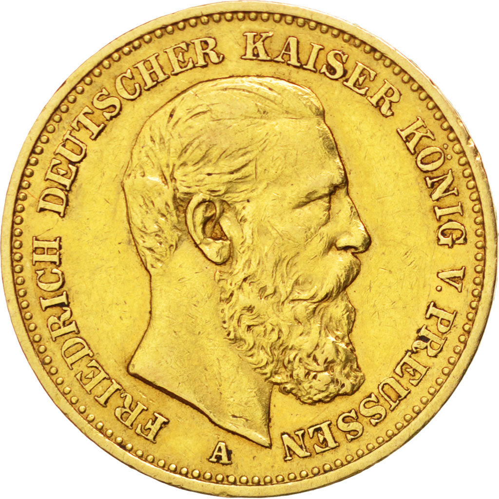 German States, 20 Mark, 1888, Berlin, KM #515, AU(50-53), Gold, 7.96