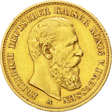 German States, 20 Mark, 1888, Berlin, KM #515, AU(50-53), Gold, 7.96