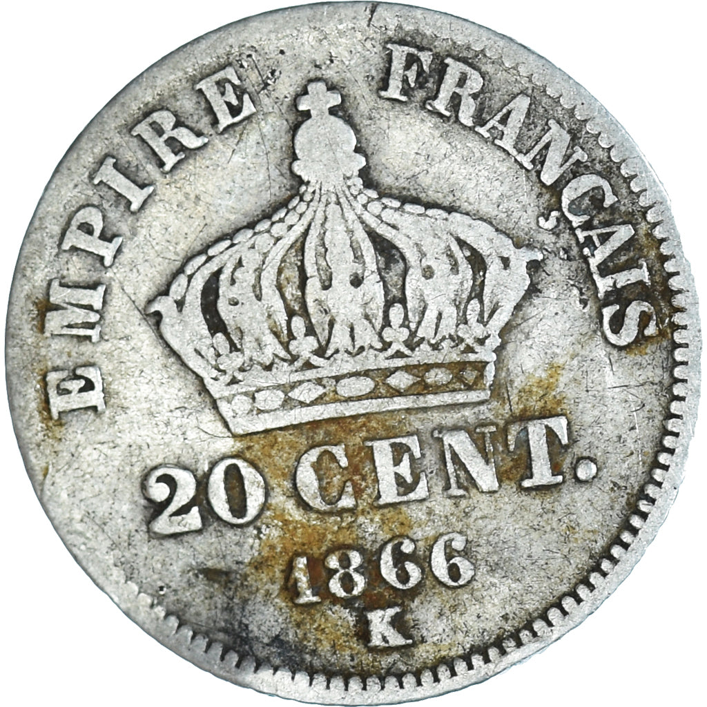 Coin, France, Napoleon III, Napoléon III, 20 Centimes, 1866, Bordeaux
