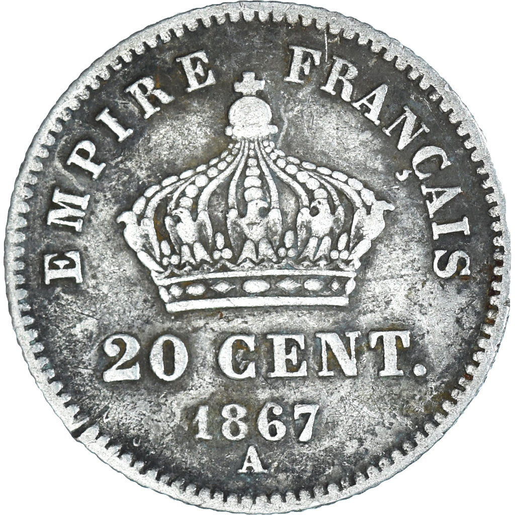 Coin, France, Napoleon III, Napoléon III, 20 Centimes, 1867, Paris, VF(20-25)