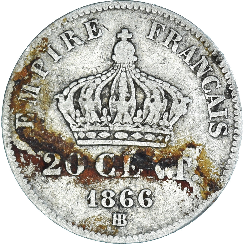 Coin, France, Napoleon III, Napoléon III, 20 Centimes, 1866, Strasbourg