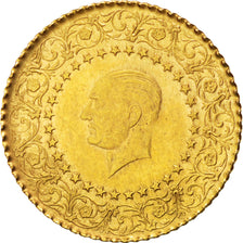 TURKEY, 25 Kurush, 1969, KM #870, AU(55-58), Gold, 1.77