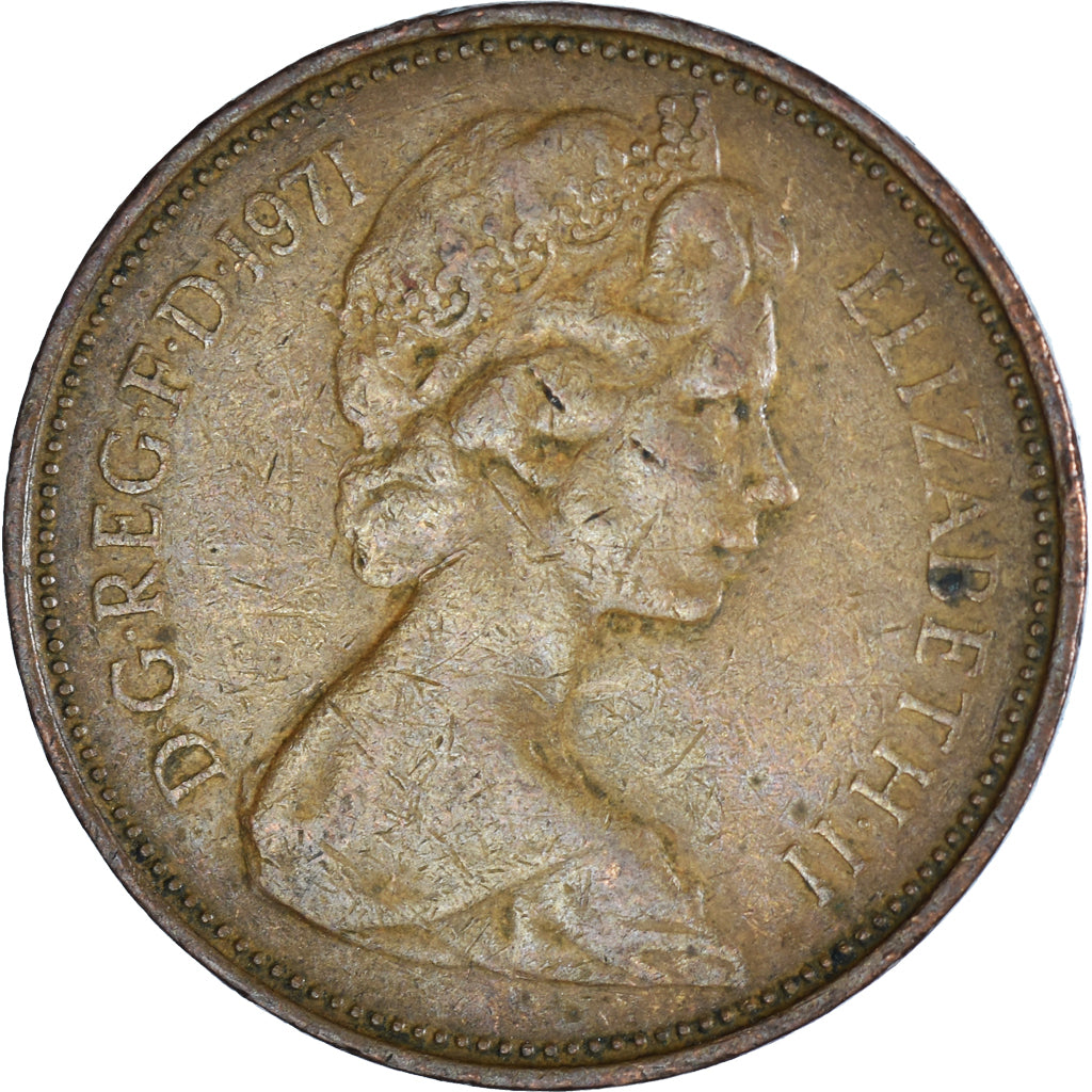 Coin, Great Britain, Elizabeth II, 2 Pence, 1971, British Royal Mint, VF(30-35)
