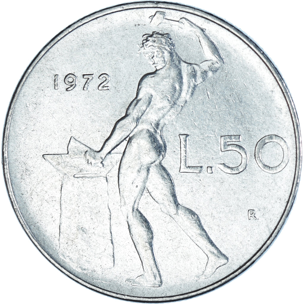 Coin, Italy, 50 Lire, 1972, Rome, EF(40-45), Stainless Steel, KM:95.1