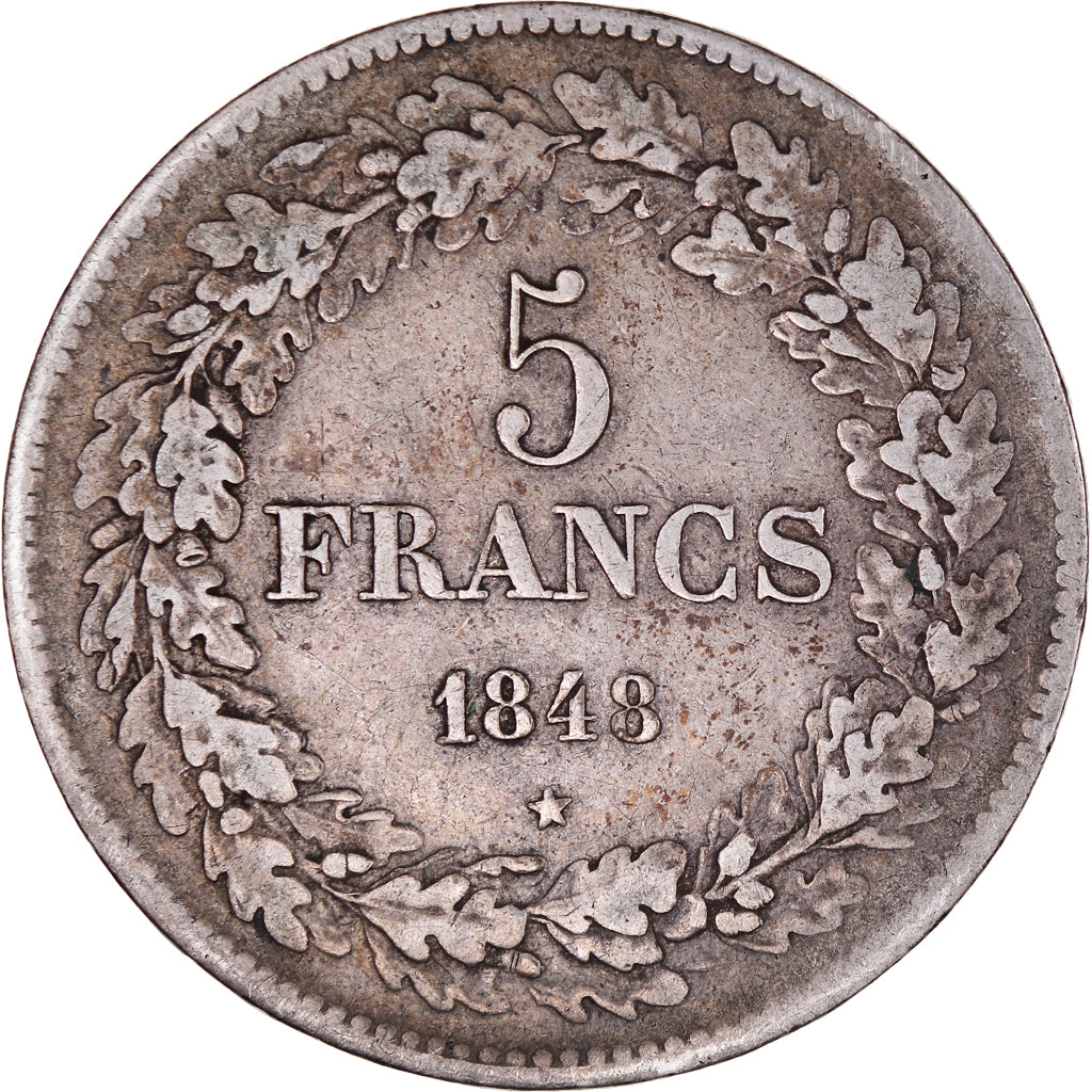 Coin, Belgium, Leopold I, 5 Francs, 5 Frank, 1848, Brussels, VF(30-35), Silver