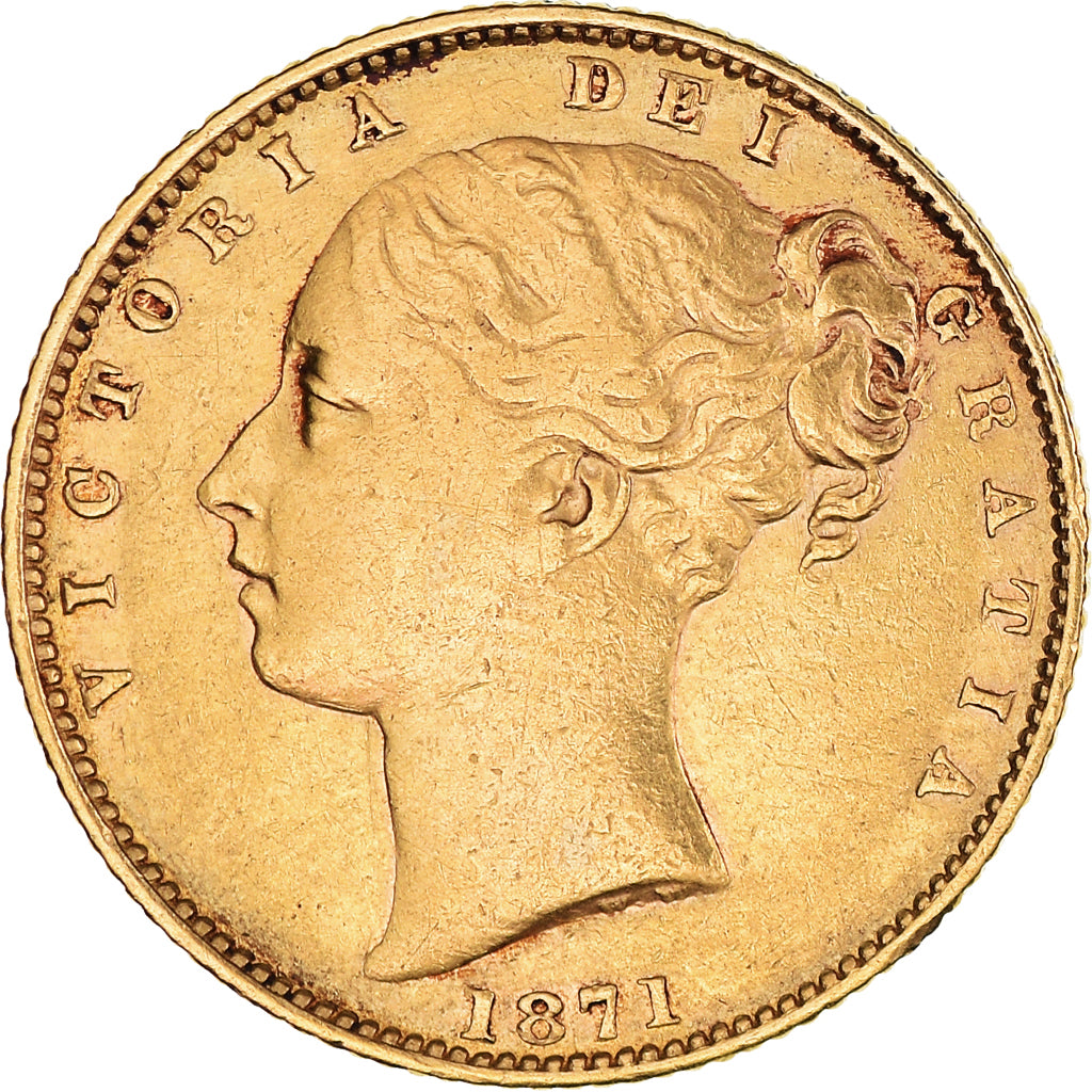 Coin, Great Britain, Victoria, Sovereign, 1871, EF(40-45), Gold, KM:736.2