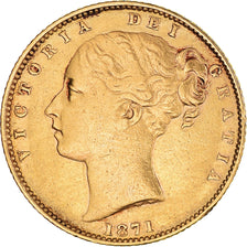 Coin, Great Britain, Victoria, Sovereign, 1871, EF(40-45), Gold, KM:736.2
