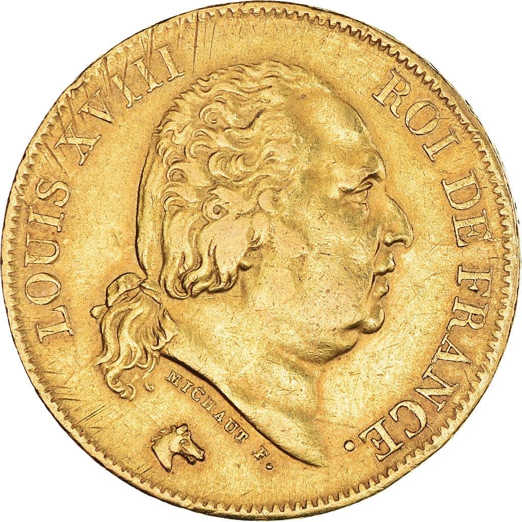 Moneta, Francja, Louis XVIII, Louis XVIII, 40 Francs, 1818, Lille, AU(50-53)