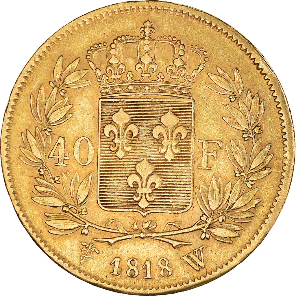 Moneta, Francja, Louis XVIII, Louis XVIII, 40 Francs, 1818, Lille, AU(50-53)