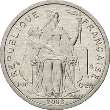 FRENCH POLYNESIA, 2 Francs, 2003, Paris, KM #10, MS(63), Aluminum, 27, Lecompte.