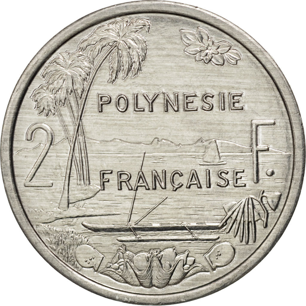 FRENCH POLYNESIA, 2 Francs, 2003, Paris, KM #10, MS(63), Aluminum, 27, Lecompte.