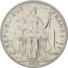 FRENCH POLYNESIA, 5 Francs, 2003, Paris, KM #12, MS(63), Aluminum, 31, Lecompte.