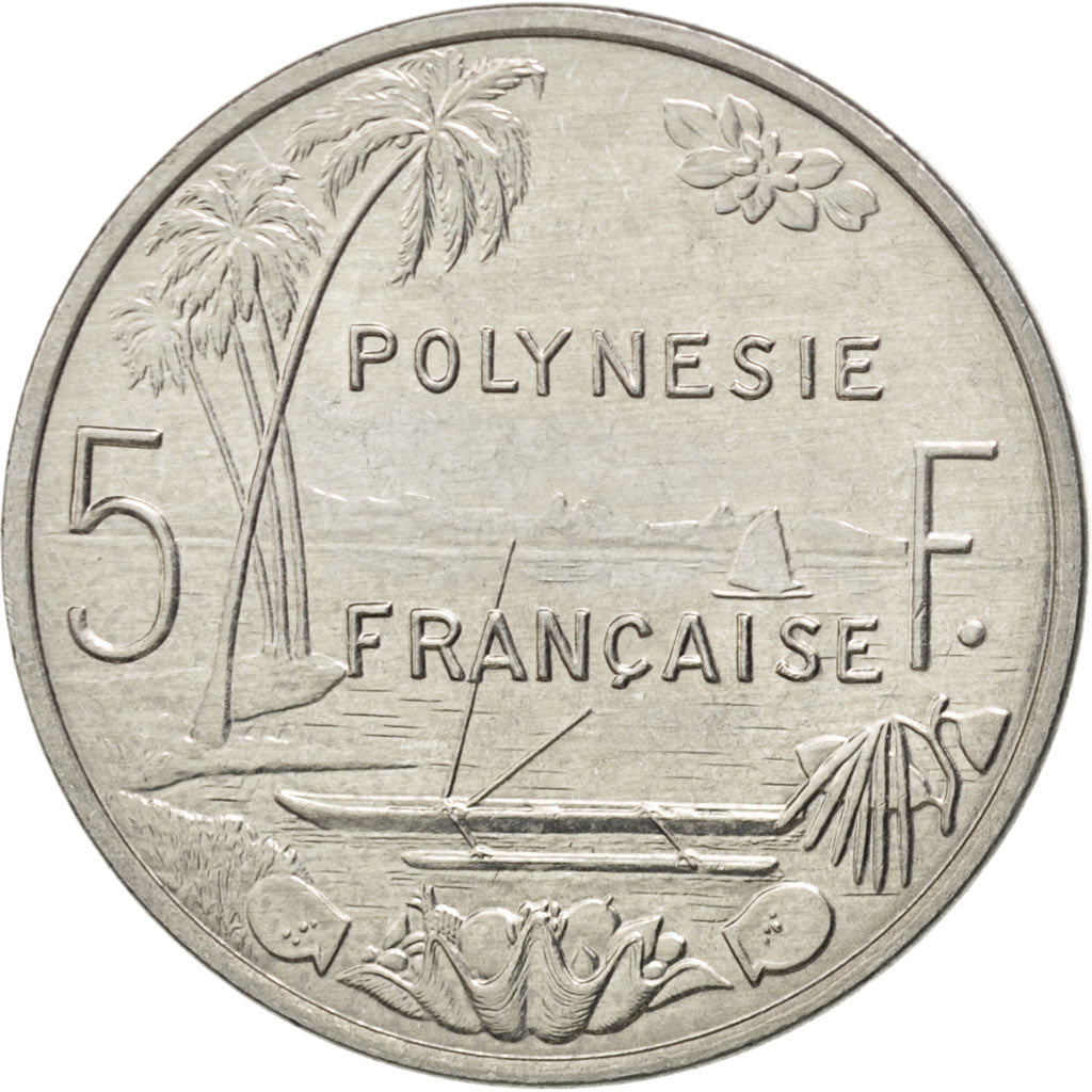 FRENCH POLYNESIA, 5 Francs, 2003, Paris, KM #12, MS(63), Aluminum, 31, Lecompte.