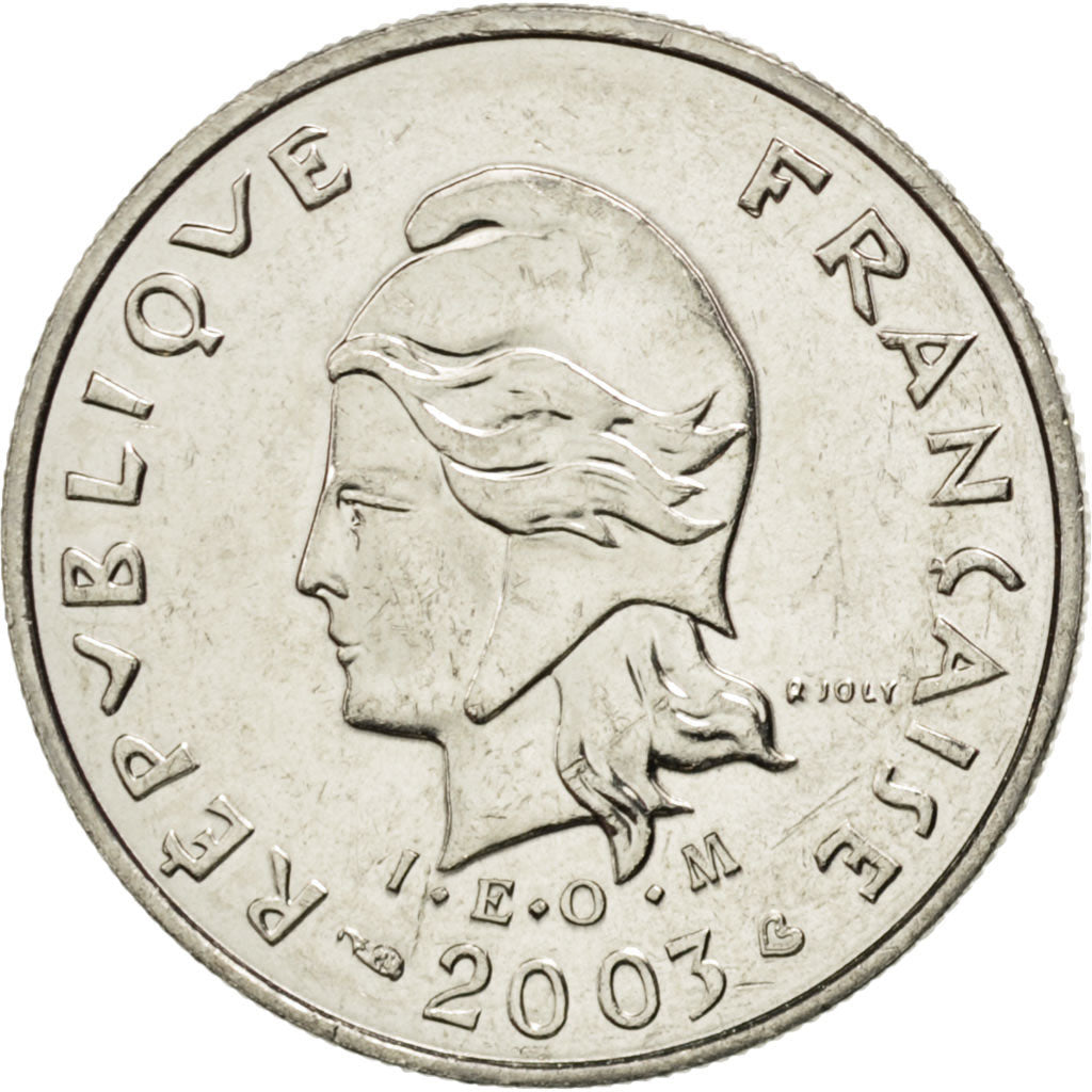 FRENCH POLYNESIA, 10 Francs, 2003, Paris, KM #8, MS(63), Nickel, 24, Lecompte...