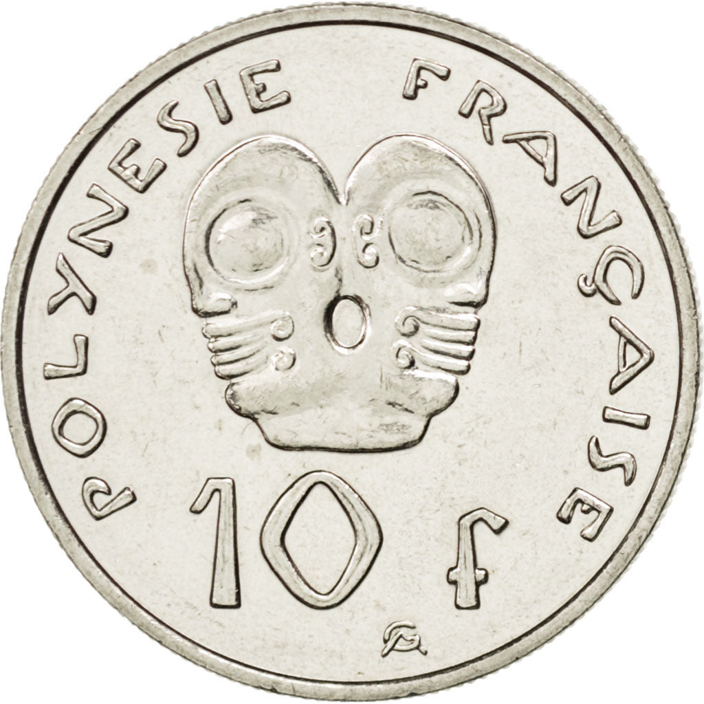 FRENCH POLYNESIA, 10 Francs, 2003, Paris, KM #8, MS(63), Nickel, 24, Lecompte...