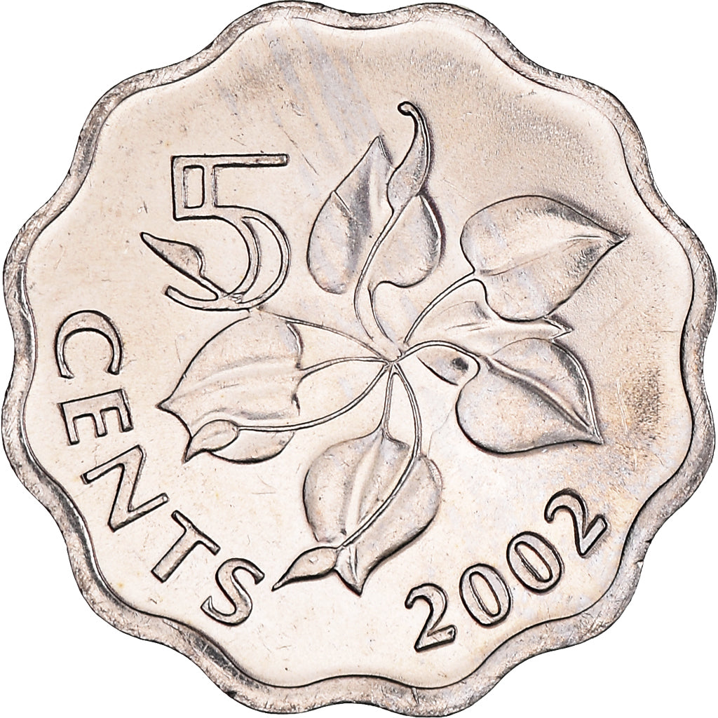 Coin, Swaziland, King Msawati III, 5 Cents, 2002, British Royal Mint, MS(64)