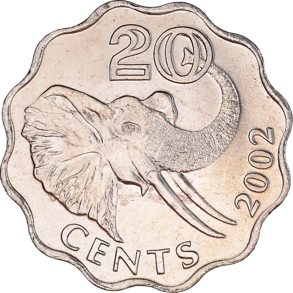 Coin, Swaziland, King Msawati III, 20 Cents, 2002, British Royal Mint, MS(64)