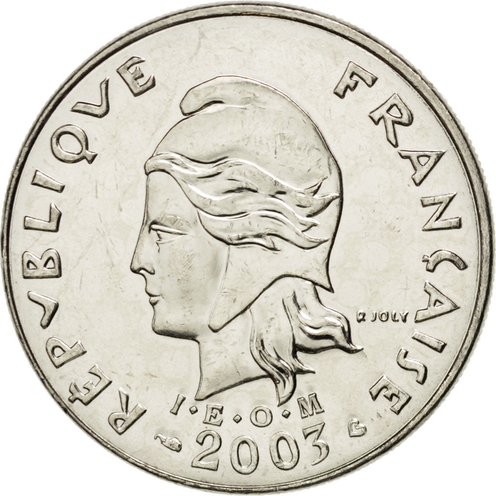 FRENCH POLYNESIA, 20 Francs, 2003, Paris, KM #9, MS(63), Nickel, 28.3, Lecompte.