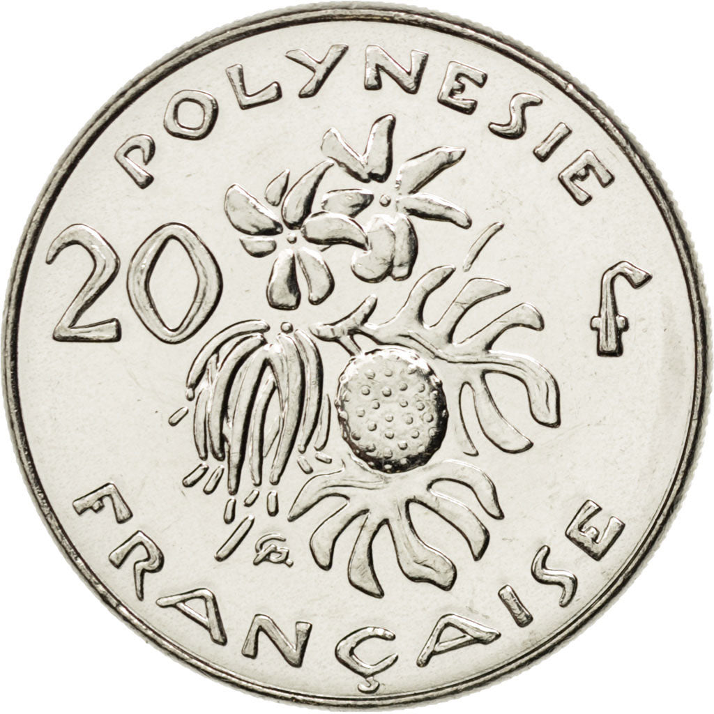 FRENCH POLYNESIA, 20 Francs, 2003, Paris, KM #9, MS(63), Nickel, 28.3, Lecompte.