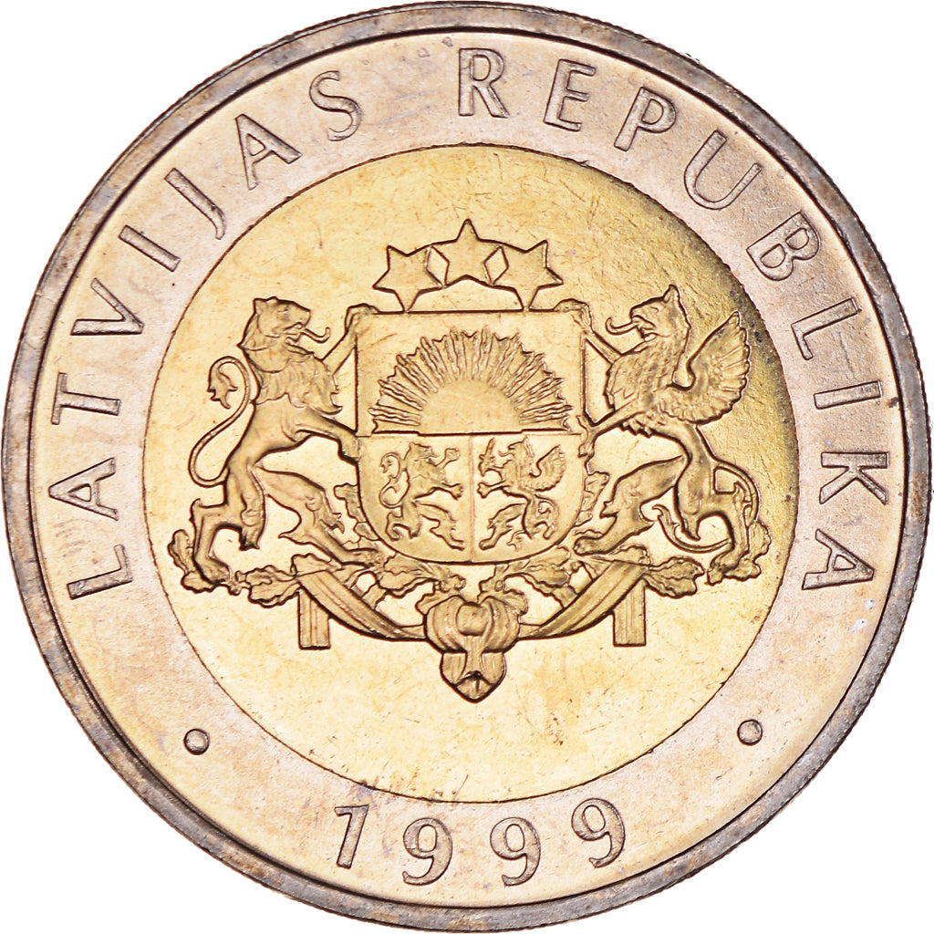 Coin, Latvia, 2 Lati, 1999, MS(60-62), Bi-Metallic, KM:38