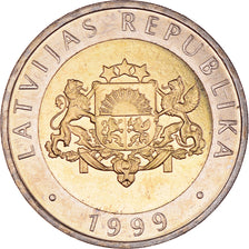 Coin, Latvia, 2 Lati, 1999, MS(60-62), Bi-Metallic, KM:38