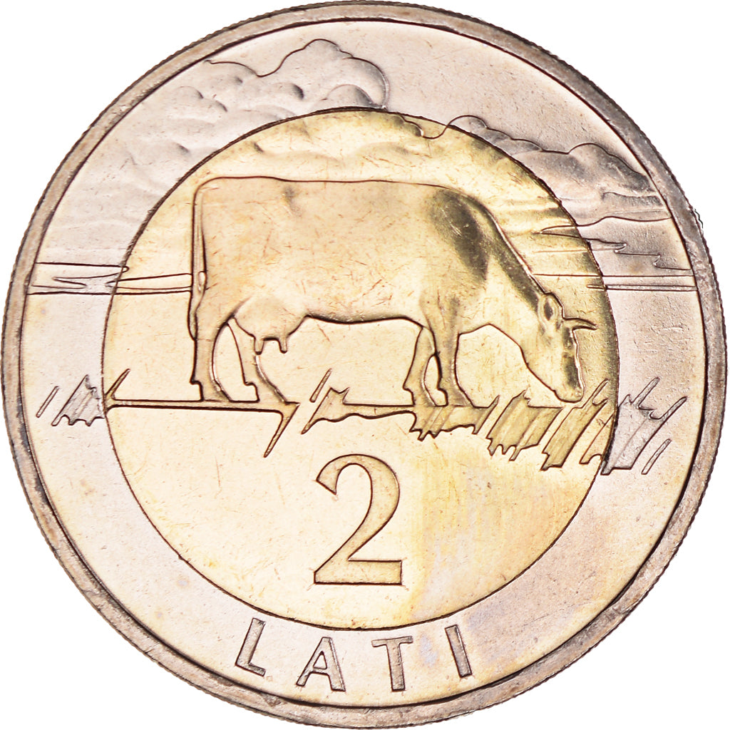 Coin, Latvia, 2 Lati, 1999, MS(60-62), Bi-Metallic, KM:38