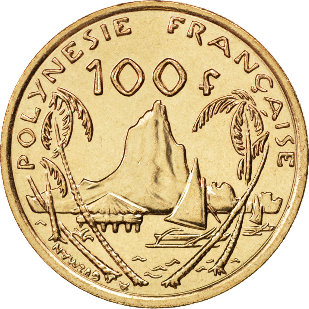 FRENCH POLYNESIA, 100 Francs, 2003, Paris, KM #14, MS(63), Nickel-Bronze, 30,...