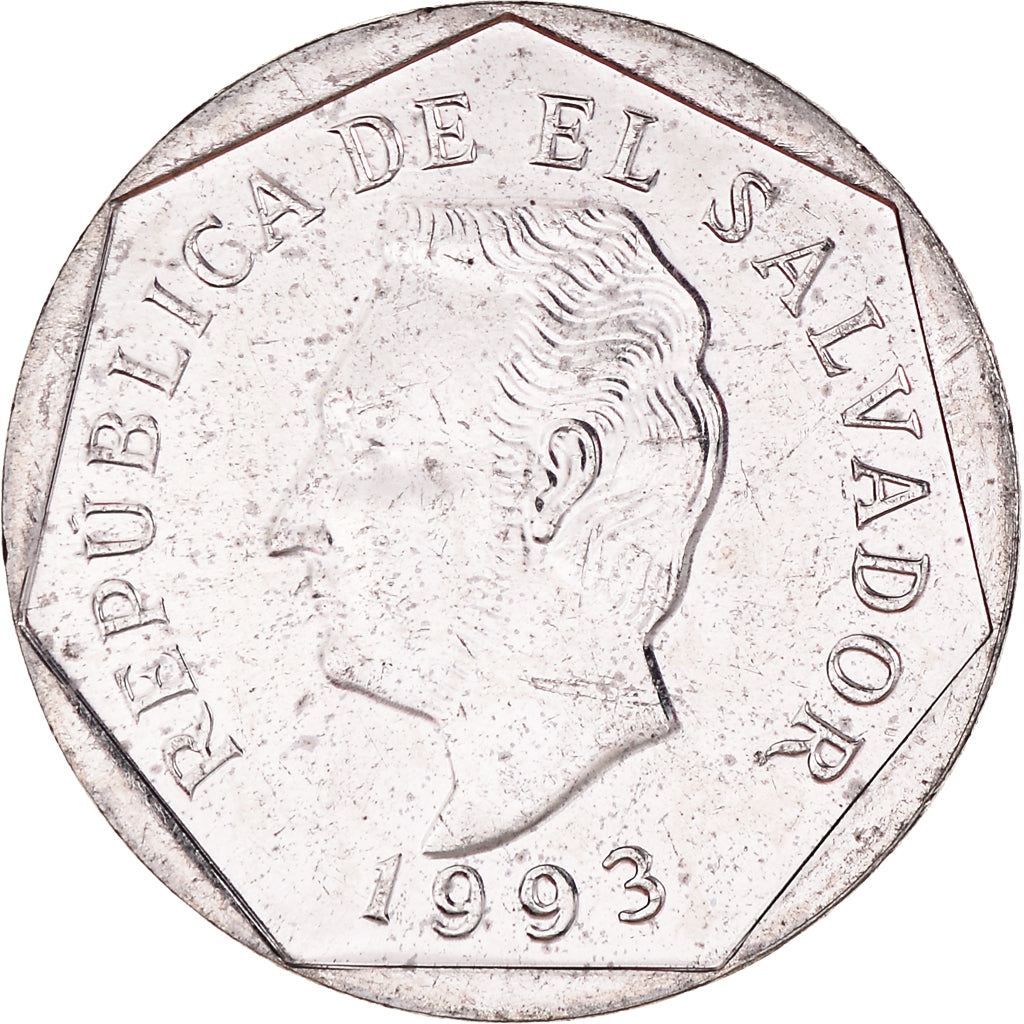 Coin, El Salvador, 10 Centavos, 1993, MS(64), Nickel Clad Steel, KM:155a