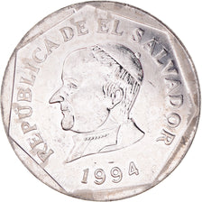 Coin, El Salvador, 25 Centavos, 1994, MS(63), Nickel Clad Steel, KM:157b