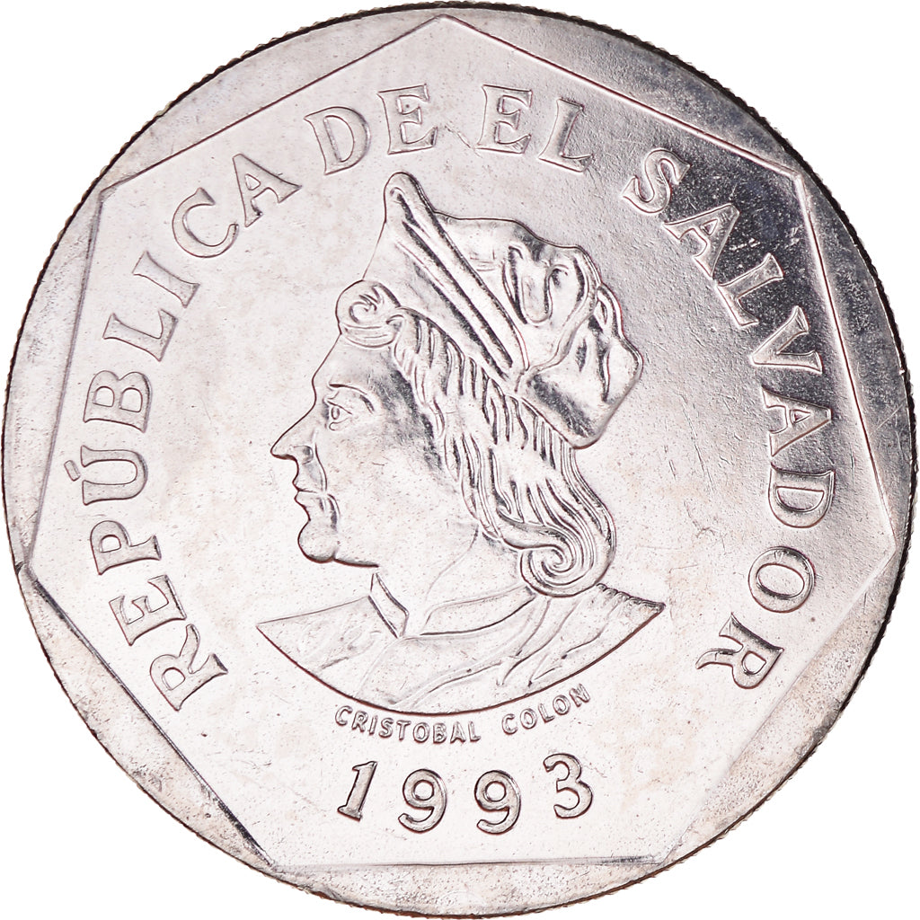 Coin, El Salvador, Colon, 1993, MS(63), Nickel Clad Steel, KM:156b