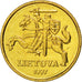 LITHUANIA, 20 Centu, 1997, KM #107, MS(63), Nickel-Brass, 20.5, 4.80
