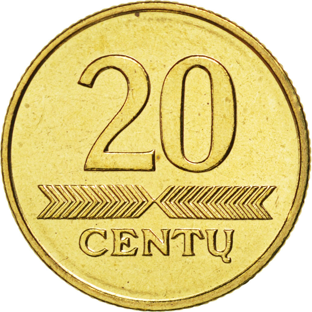 LITHUANIA, 20 Centu, 1997, KM #107, MS(63), Nickel-Brass, 20.5, 4.80