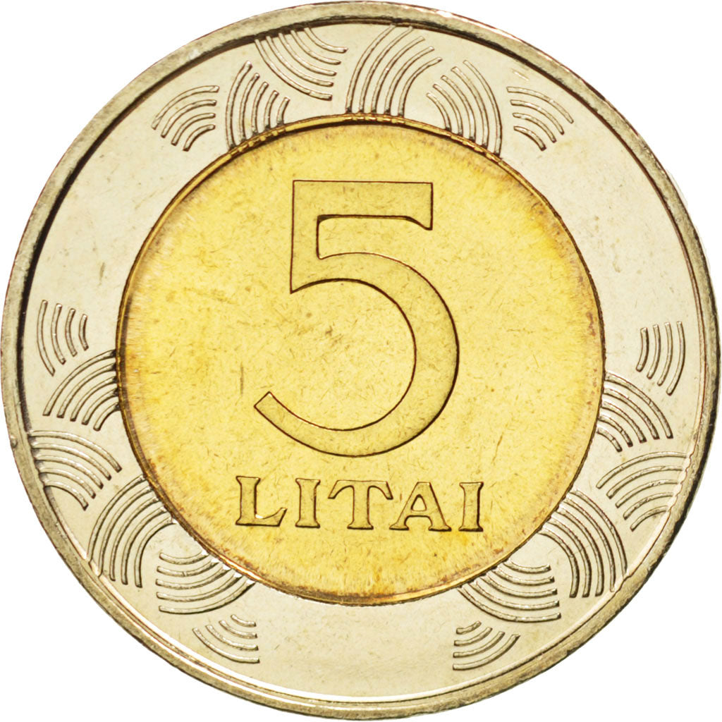 LITHUANIA, 5 Litai, 1998, KM #113, MS(63), Bi-Metallic, 27.5, 10.26