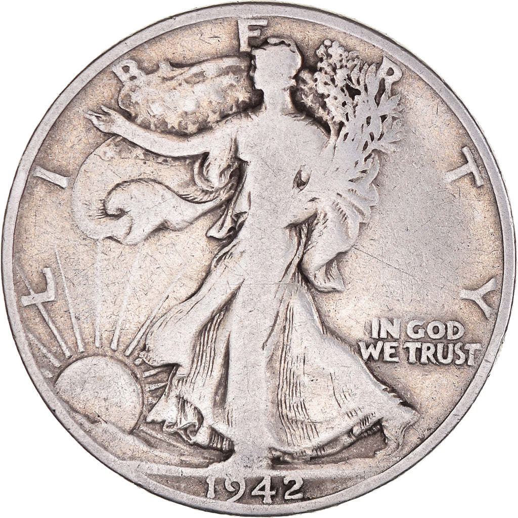 Coin, United States, Walking Liberty Half Dollar, Half Dollar, 1942, Denver