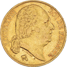 Coin, France, Louis XVIII, Louis XVIII, 20 Francs, 1817, Paris, AU(50-53), Gold