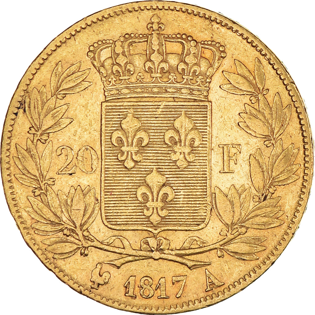 Coin, France, Louis XVIII, Louis XVIII, 20 Francs, 1817, Paris, AU(50-53), Gold