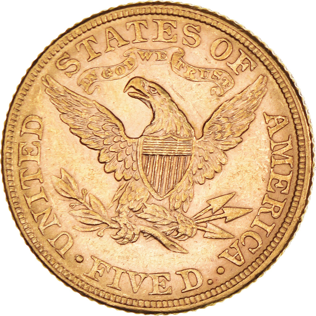 Coin, United States, Coronet Head, $5, Half Eagle, 1882, U.S. Mint