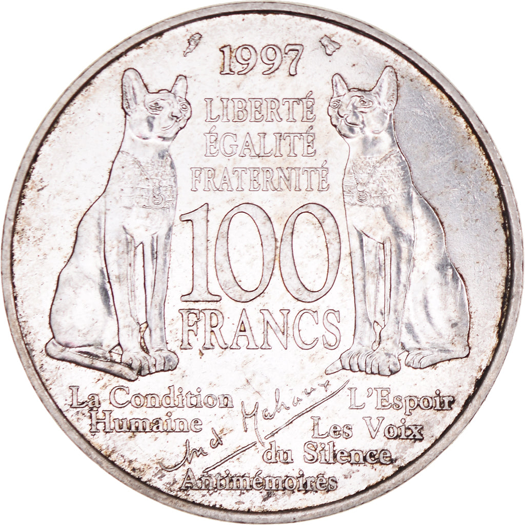 Coin, France, André Malraux, 100 Francs, 1997, EF(40-45), Silver, KM:1188