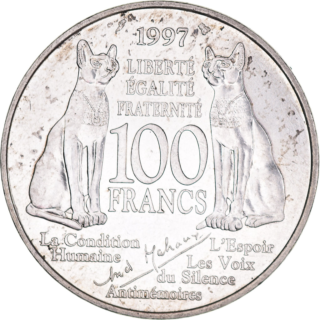 Münze, Frankreich, André Malraux, 100 Francs, 1997, SS, Silber, KM:1188