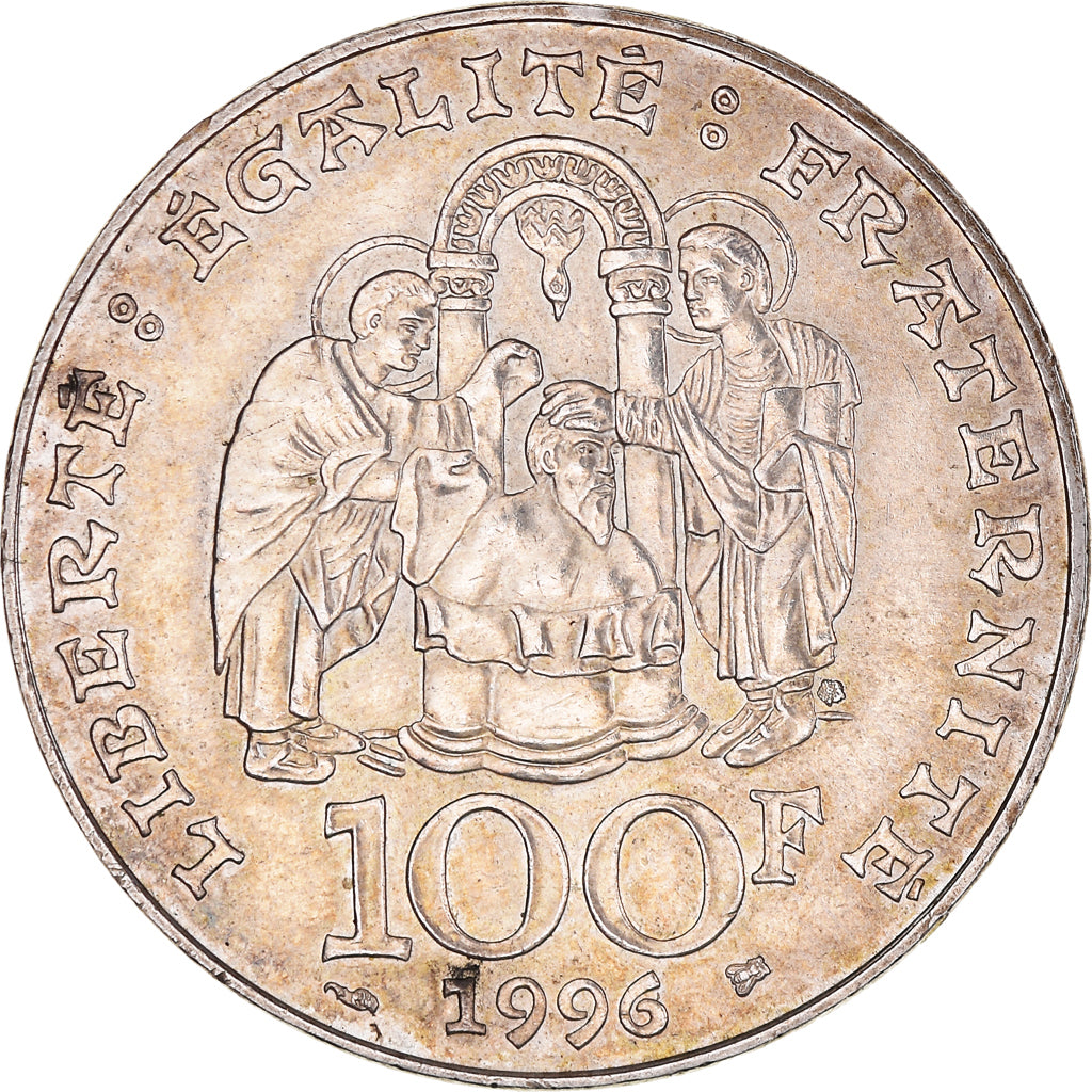 Coin, France, Clovis, 100 Francs, 1996, AU(50-53), Silver, KM:1180, Gadoury:953