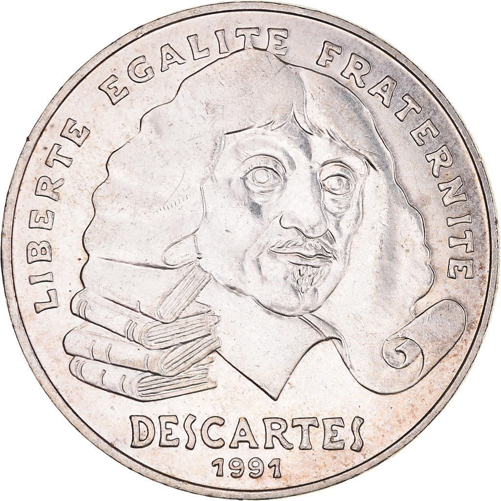 Coin, France, Descartes, 100 Francs, 1991, AU(50-53), Silver, KM:996