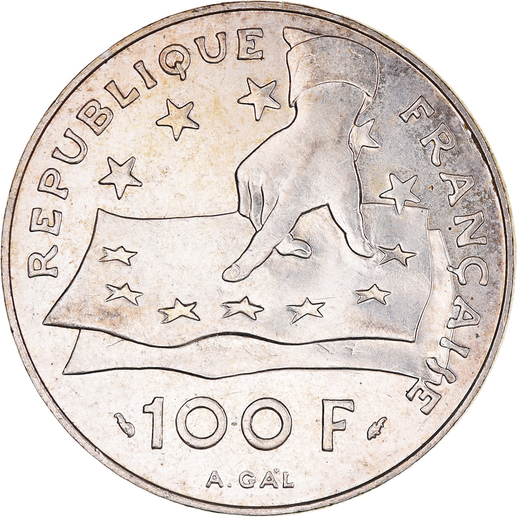 Coin, France, Descartes, 100 Francs, 1991, AU(50-53), Silver, KM:996
