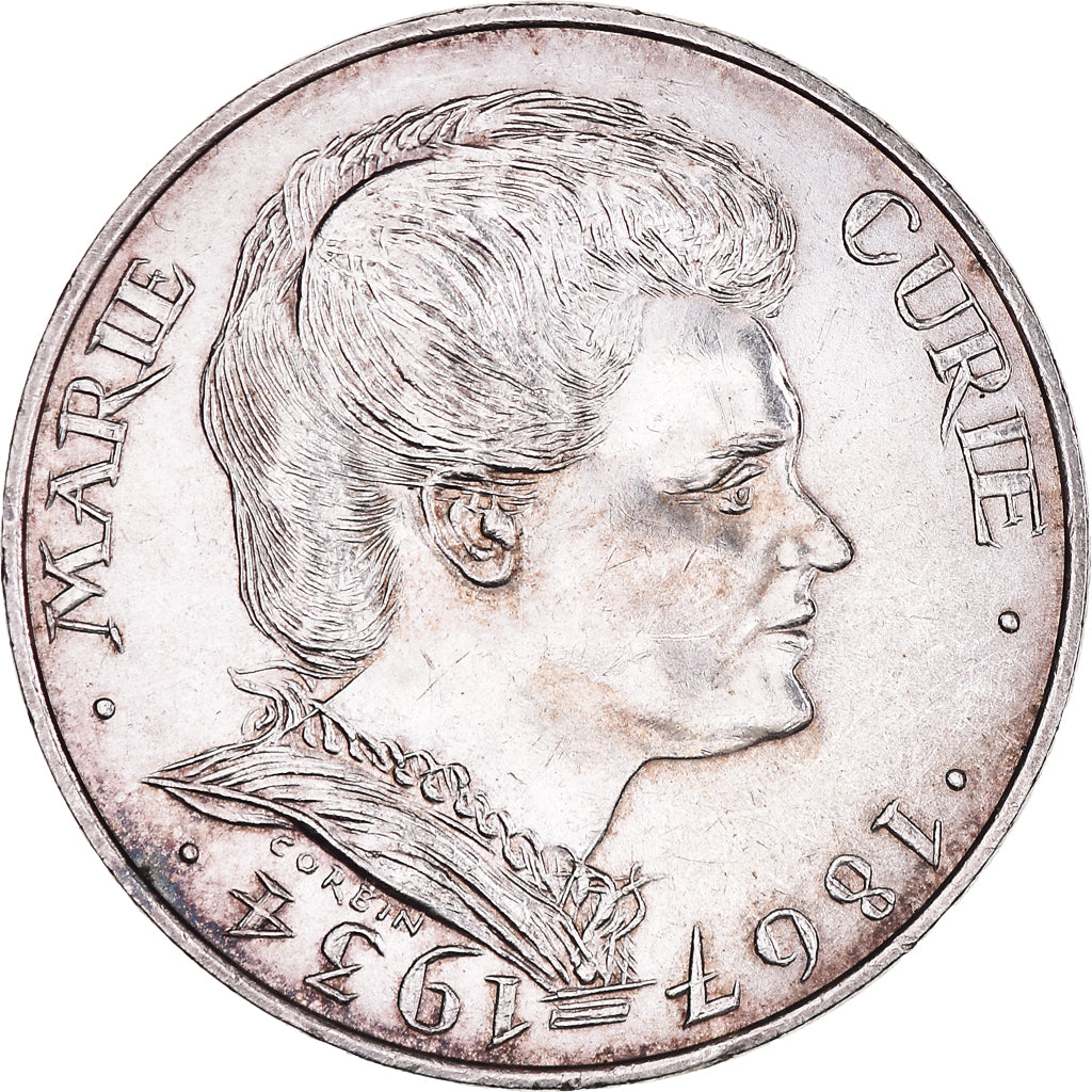 Moneta, Francja, Marie Curie, 100 Francs, 1984, AU(50-53), Srebro, KM:955
