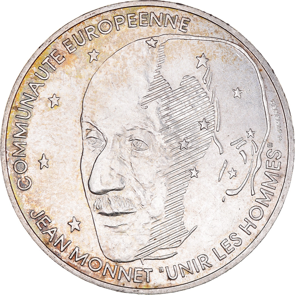 Coin, France, Jean Monnet, 100 Francs, 1992, Paris, AU(50-53), Silver, KM:1120