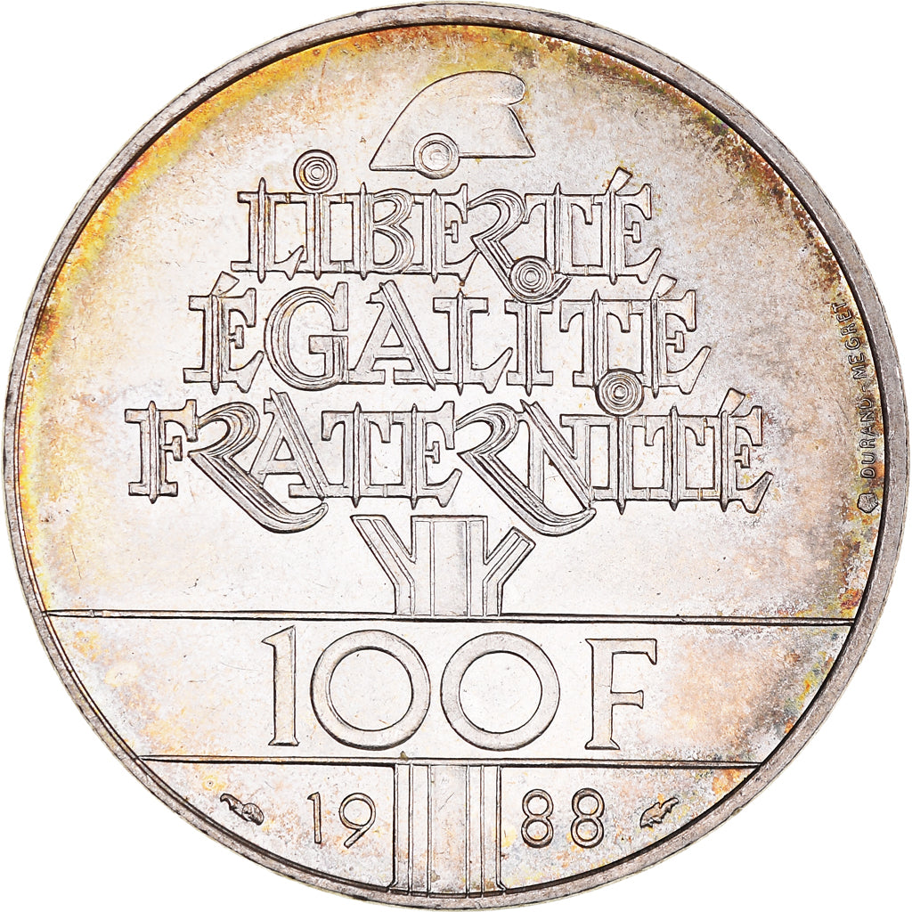 Monnaie, France, Fraternité, 100 Francs, 1988, SUP, Argent, Gadoury:903, KM:966