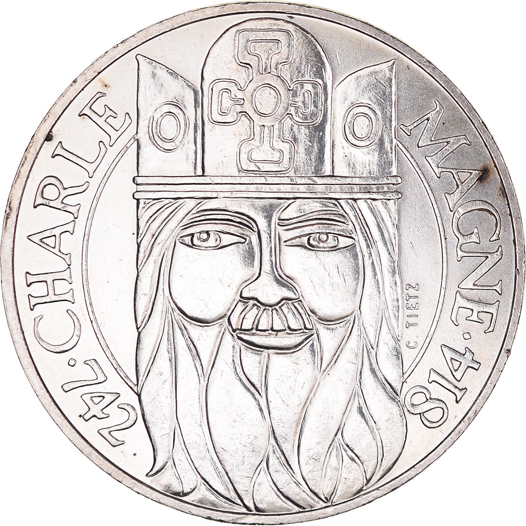 Coin, France, Charlemagne, 100 Francs, 1990, EF(40-45), Silver, KM:982
