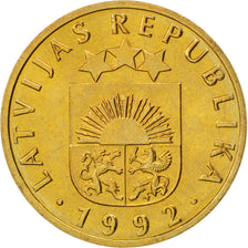 Coin, Latvia, 10 Santimu, 1992, MS(63), Nickel-brass, KM:17